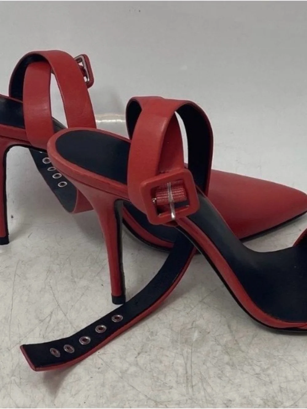 Alexander Wang Red Leather Pointed Toe Slingback Heels 36.5